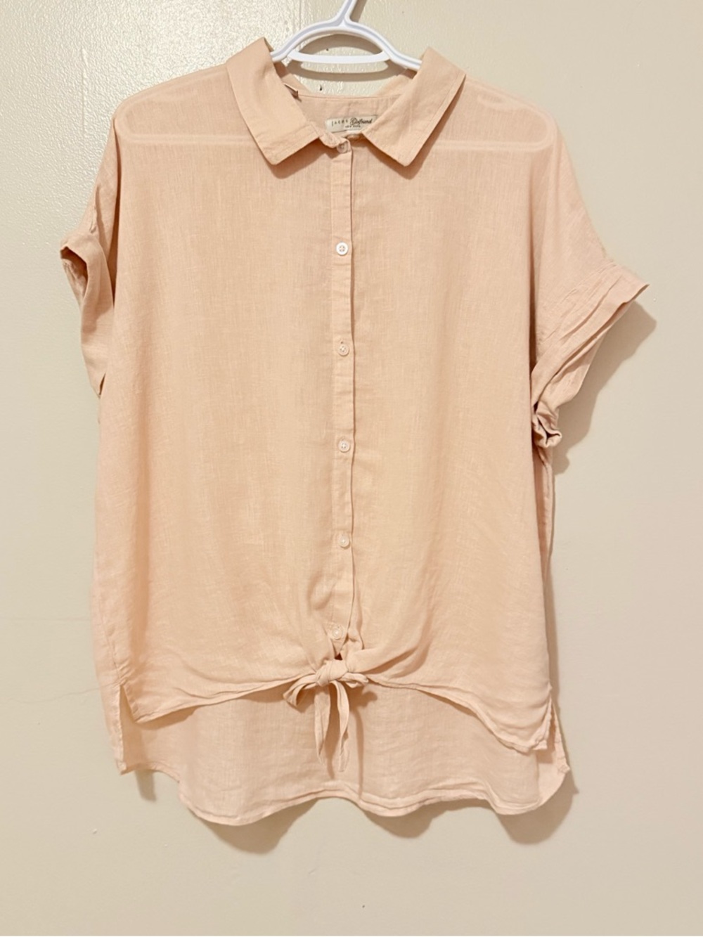 Jachs Light Pink Button-Front Tie-Hem Shirt